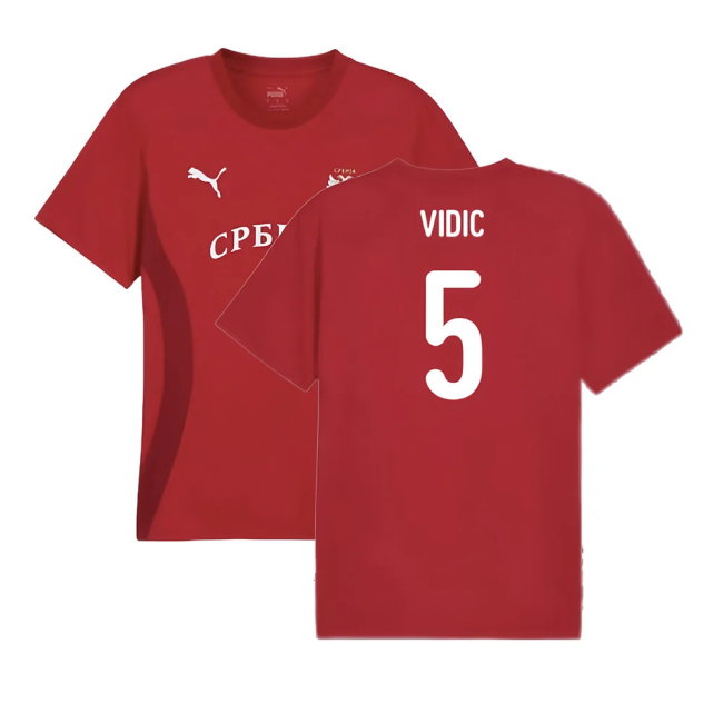 2024-2025 Serbia Pre-Match Jersey (Dark Cherry) (Vidic 5)-SoccerKits Hub | Buy Soccer Jerseys Online